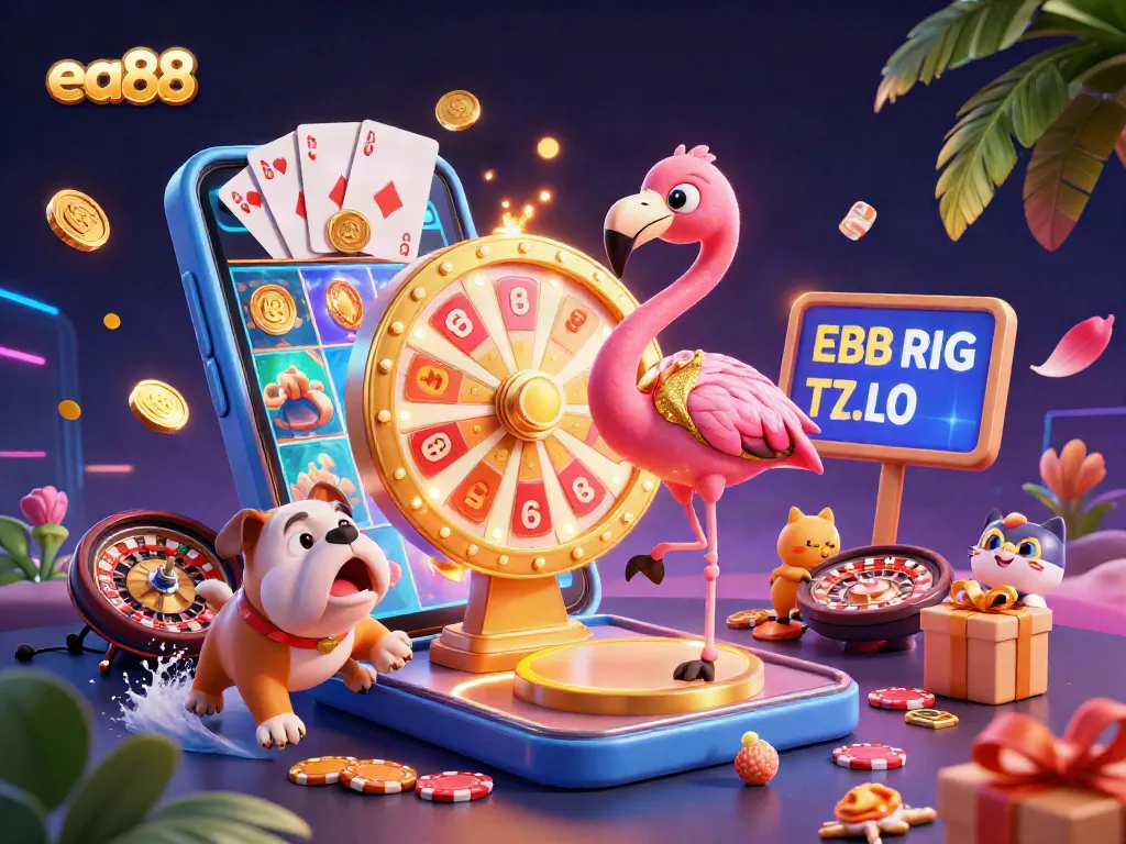 Experience the thrill of gaming at ea88 with a vibrant casino scene featuring exciting characters and rich visuals.