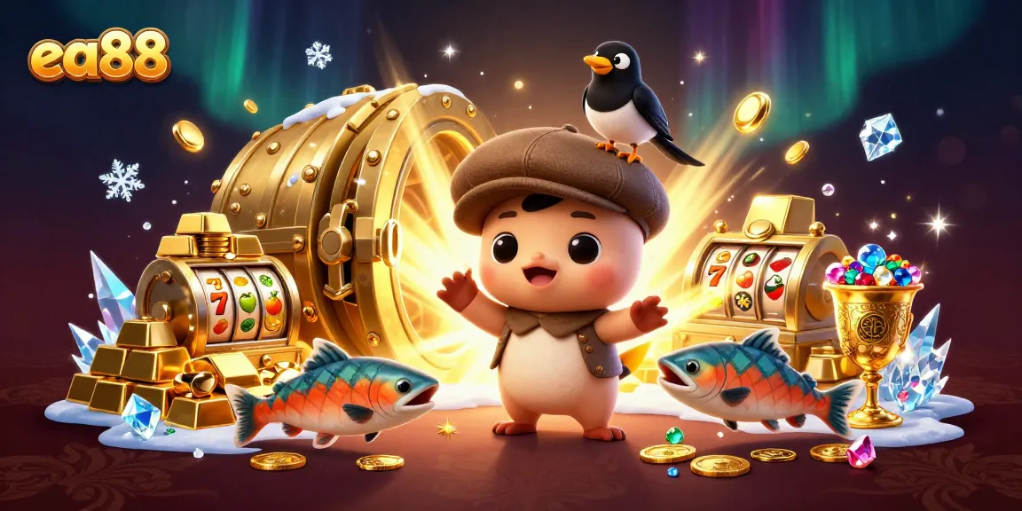 ea88 unites playful casino elements with 3D characters, showcasing vibrant jackpots and themes.
