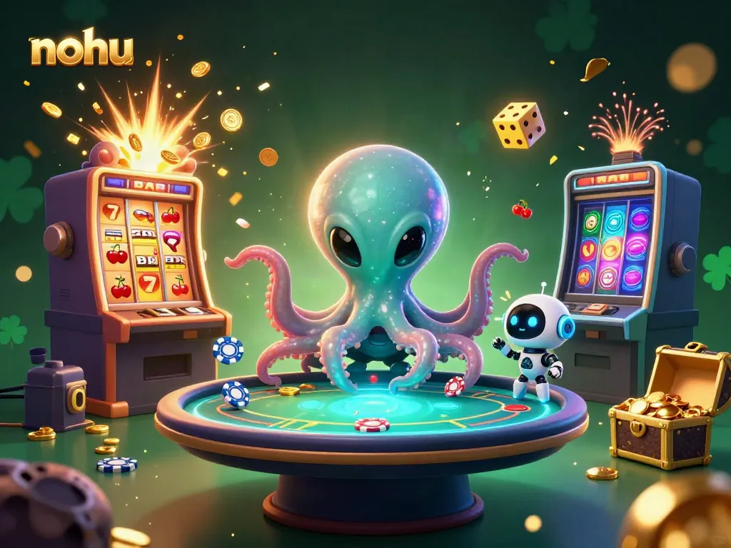 Nohu players spin the reels and gamble at an exhilarating alien-themed casino game.
