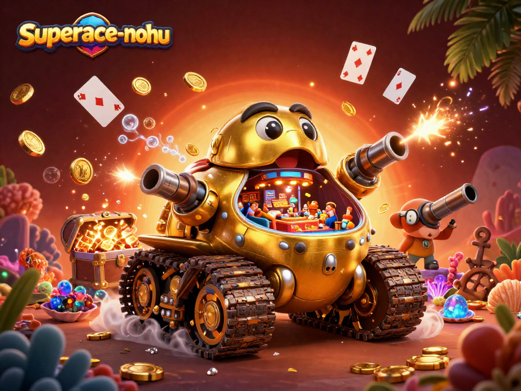 Experience superace-nohu's dynamic casino adventure with golden beetle tank and joyful patrons.