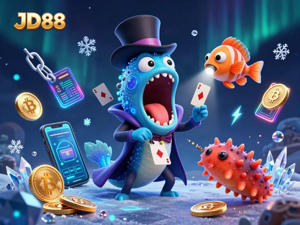 Experience thrilling JD88 action with a magical illustration of underwater casino characters.
