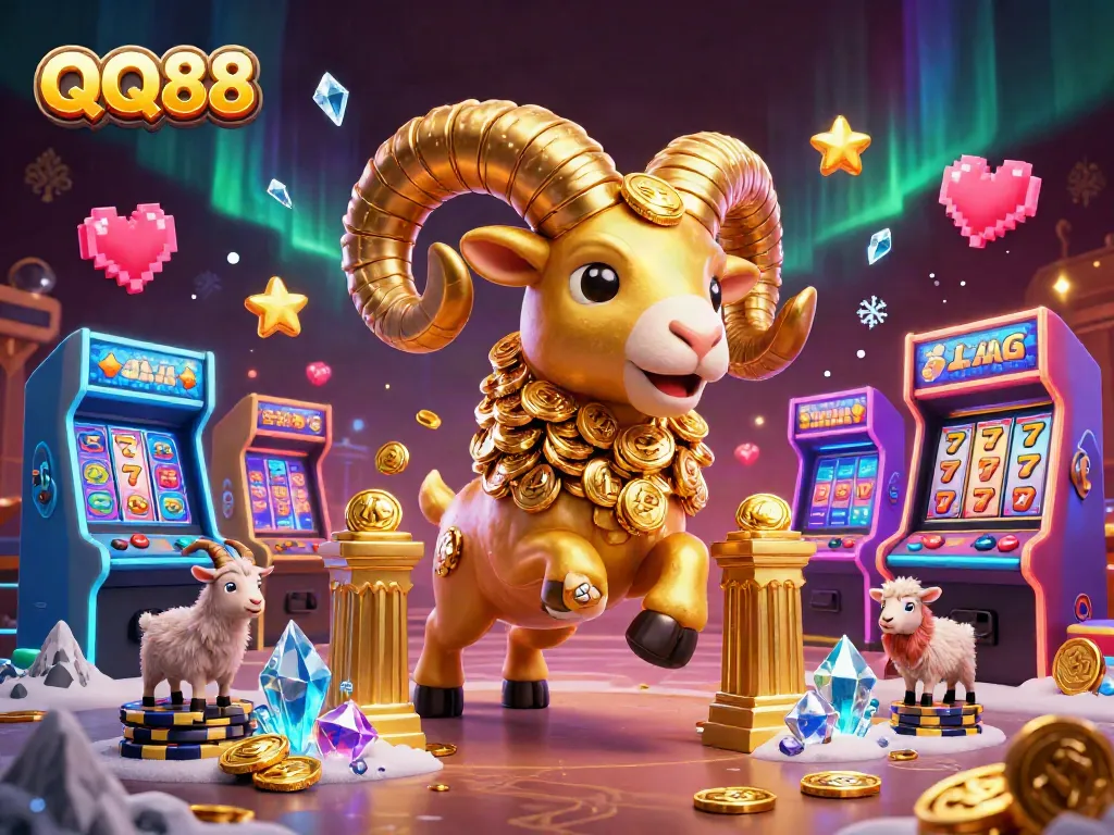 Experience thrilling games and jackpots at QQ88 casino with vibrant characters and arcade elements.