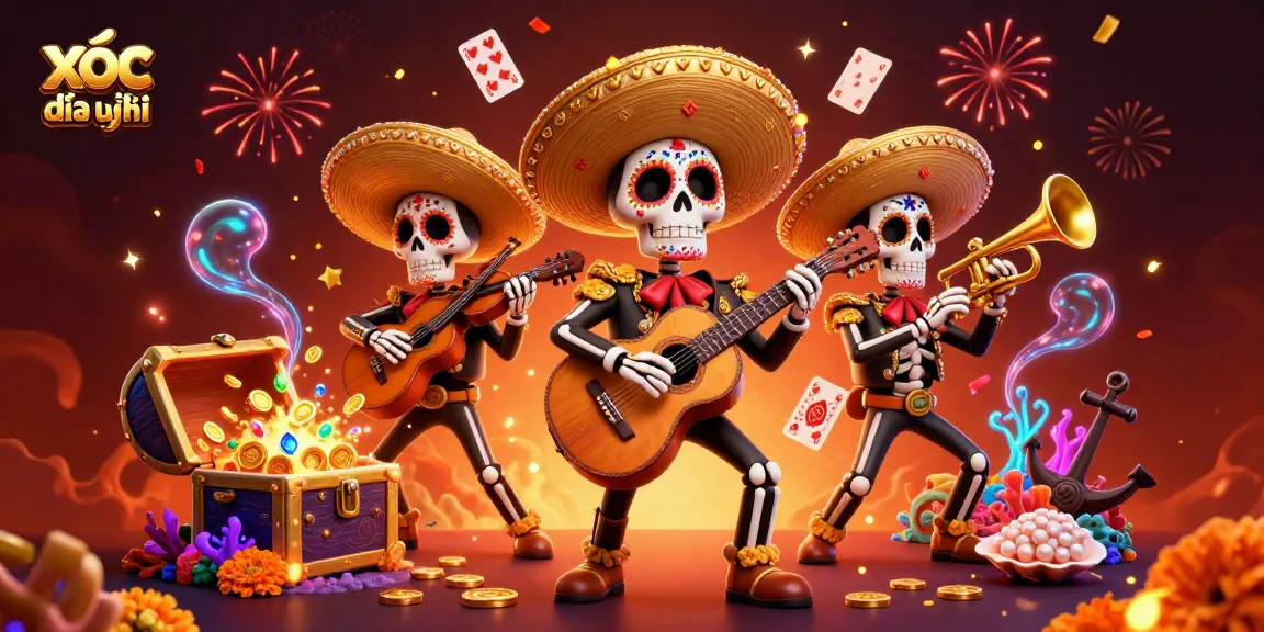 Experience exhilarating action with xóc đĩa uy tín in this vibrant digital illustration showcasing a lively mariachi band.