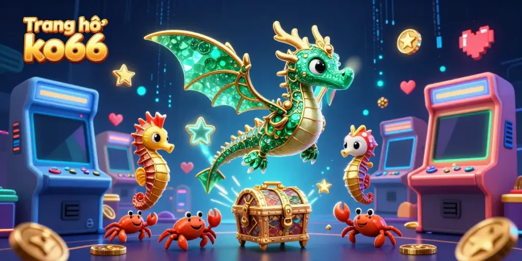 Experience excitement at Trang chủ ko66 with a vibrant underwater casino scene featuring a majestic sea dragon.
