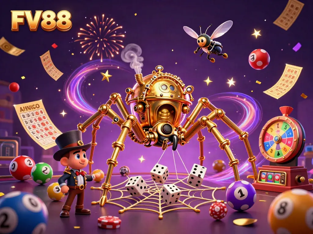 Experience thrilling gameplay at FV88 with immersive 3D casino characters and vibrant game elements.