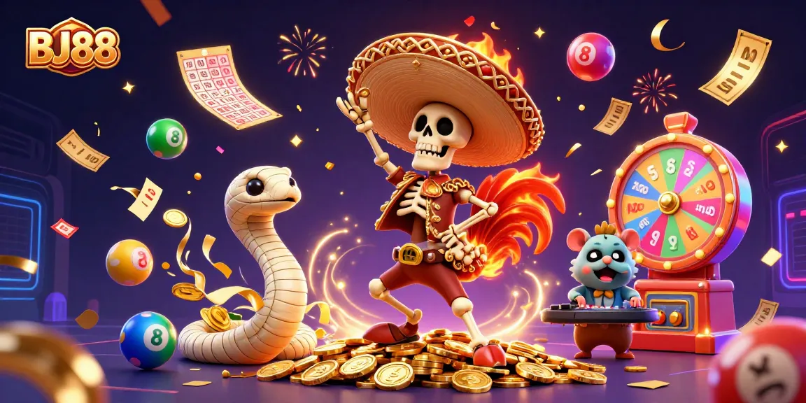 BJ88 engages players with a lively 3D casino scene celebrating wins and games, perfect for online betting.