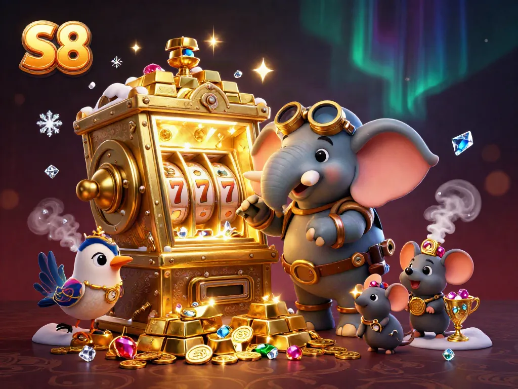 Experience exciting wins with S8's dynamic online casino scene featuring rich 3D characters.
