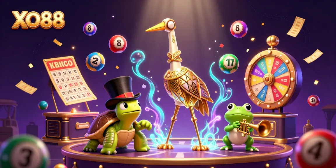 Engage with thrillingXO88 lottery excitement featuring vibrant balls and whimsical characters.