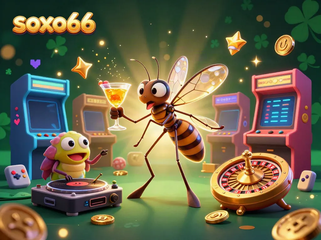 Experience the excitement of soxo66 with vibrant gaming elements and unique casino characters.