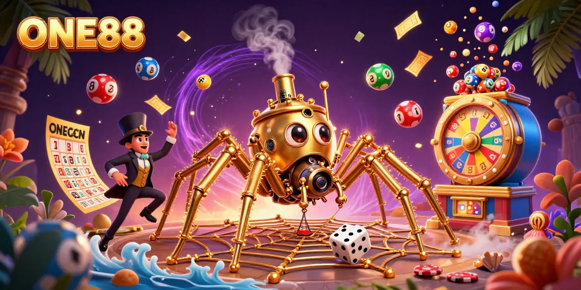 Experience the thrill of ONE88, featuring dynamic gaming elements and a whimsical steampunk scene.