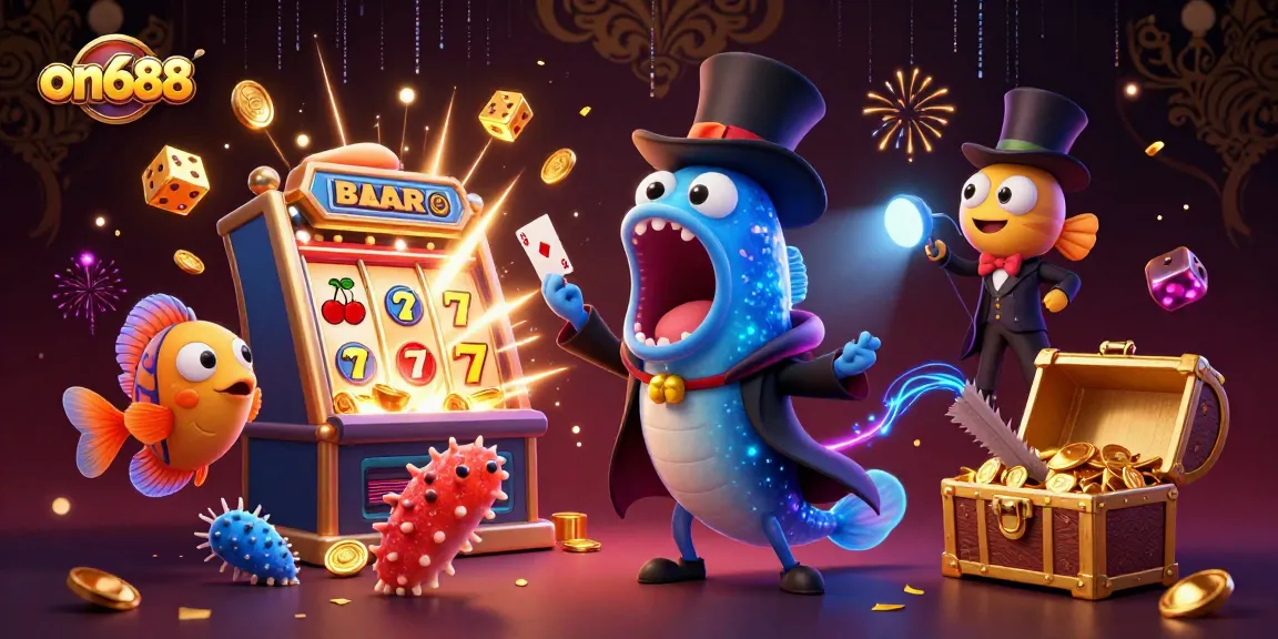 Win big with on688 at an eye-catching 3D casino illustration featuring vibrant gaming elements.