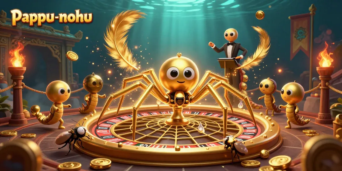 Pappu-nohu game features golden spider web roulette and a centipede croupier in action.