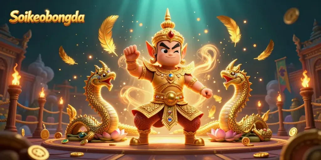 Experience Soikeobongda with lively Thai guardian and Naga in a vibrant casino scene