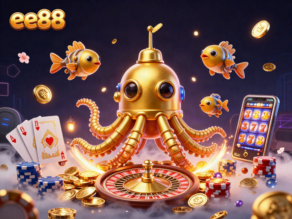 Experience exciting gameplay with ee88's captivating golden kraken submarine and casino riches.
