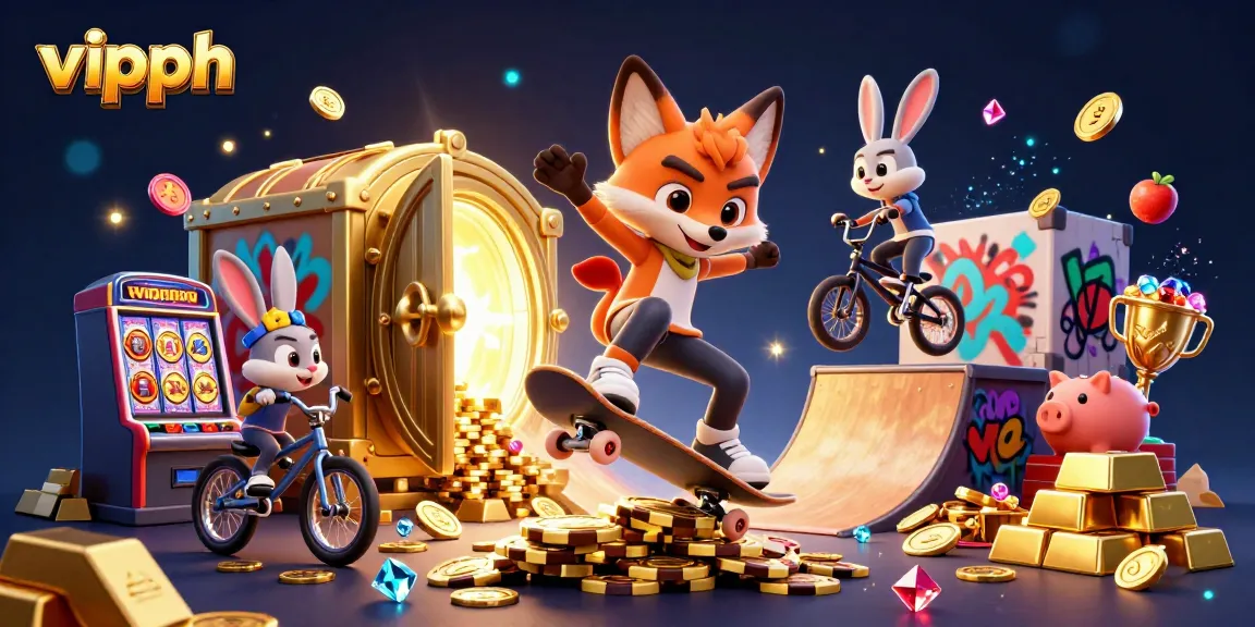 Experience the thrill of vipph with dynamic casino settings featuring animated characters in a lively online gaming environment.
