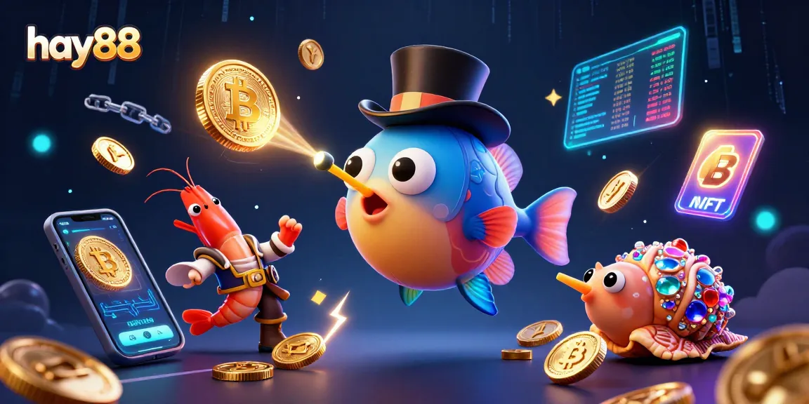 Experience the thrilling gameplay of hay88 with vibrant gambling characters and crypto elements!
