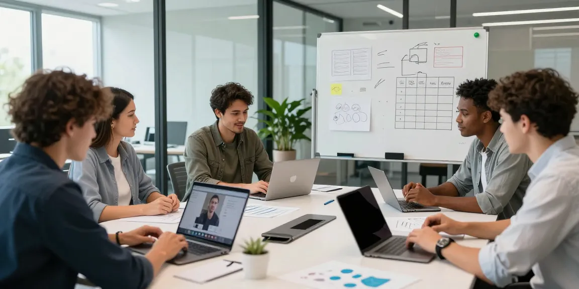 Hire freelancers effectively in a modern workspace setup with a collaborative team atmosphere.