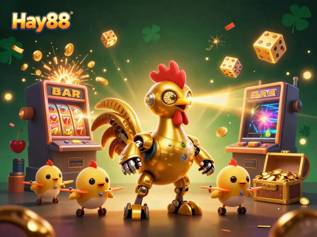 Experience the thrill at Hay88 with vibrant 3D casino artwork featuring exciting game elements.