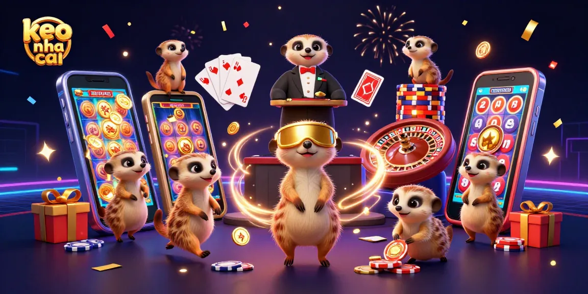Experience exciting action at keo nha cai with lively meerkat characters in a vibrant casino scene.