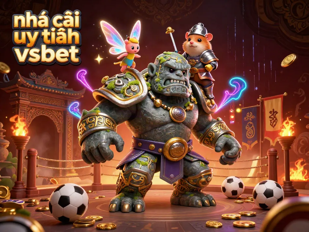 Experience the excitement of nhà cái uy tín vsbet with a vibrant 3D illustration featuring unique characters and sports betting elements.