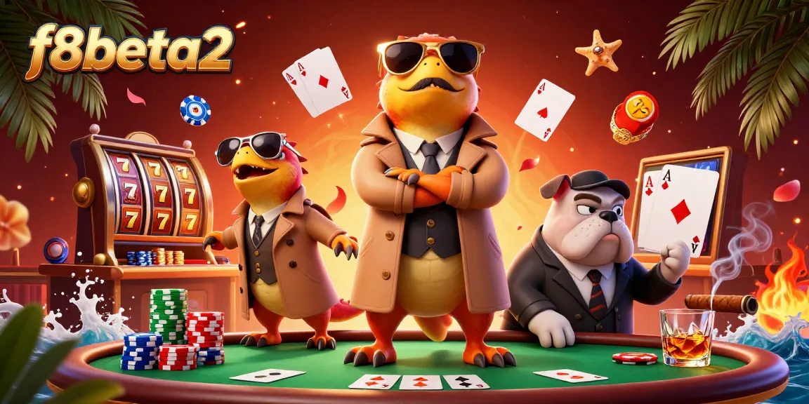 f8beta2 showcases raptors in a trench coat trying to bluff their way into a VIP casino lounge.
