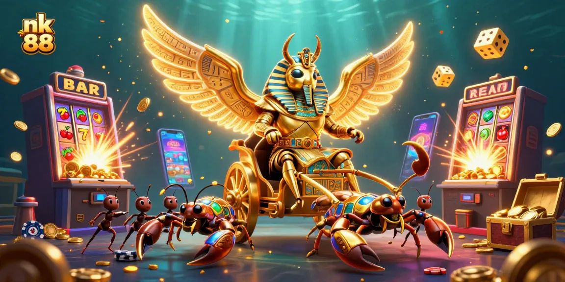 Experience nk 88's vibrant casino adventure with this ultra-detailed 3D illustration, showcasing thrilling gaming elements.