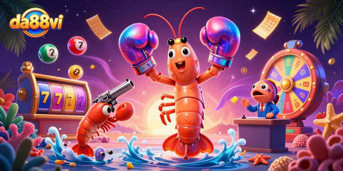 Engage with da88vi's vibrant lottery scene featuring animated elements like colorful balls and dynamic jackpots.