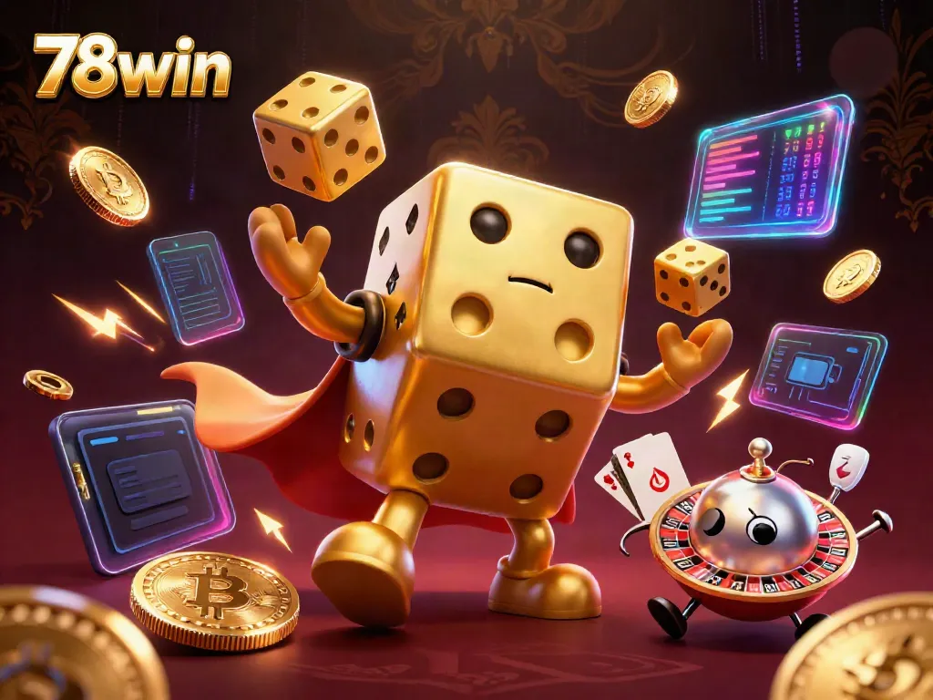 Experience thrilling gaming at 78win with our engaging golden dice character balancing excitement and strategy.