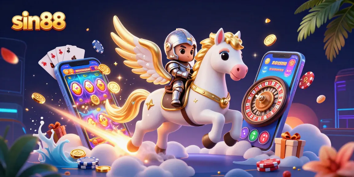 Play exciting slot games with sin88, where a celestial horse and knight bring thrilling action.