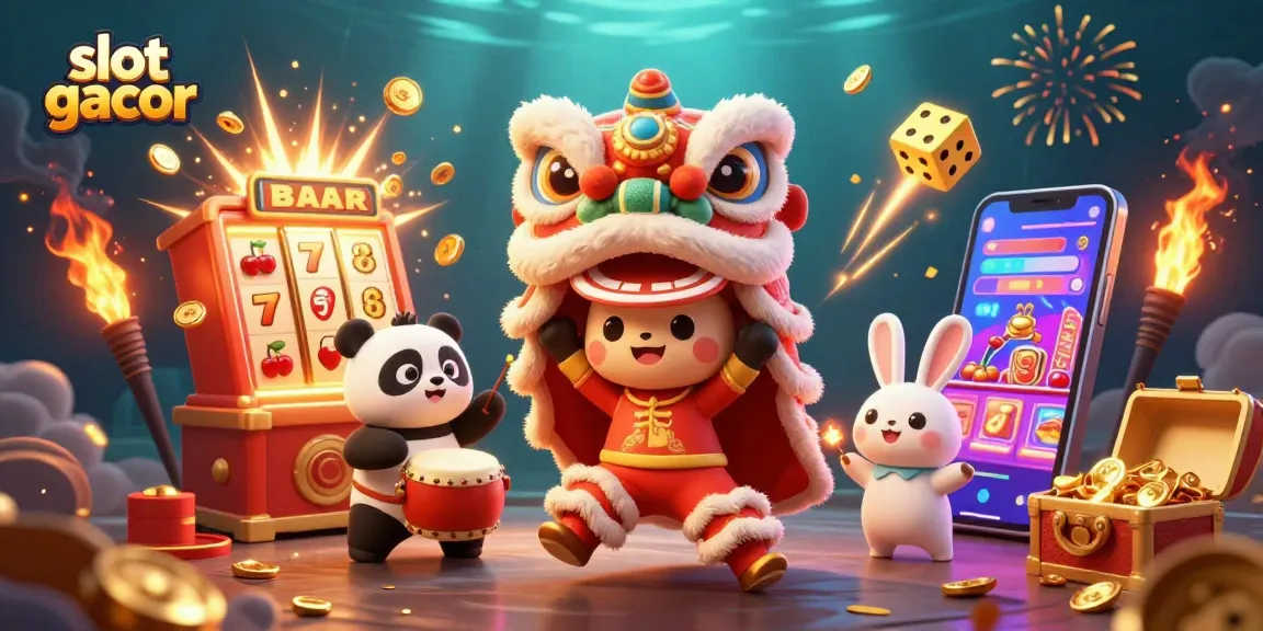 Slot gacor menarik di ilustrasi slot dengan karakter unik dalam suasana meriah