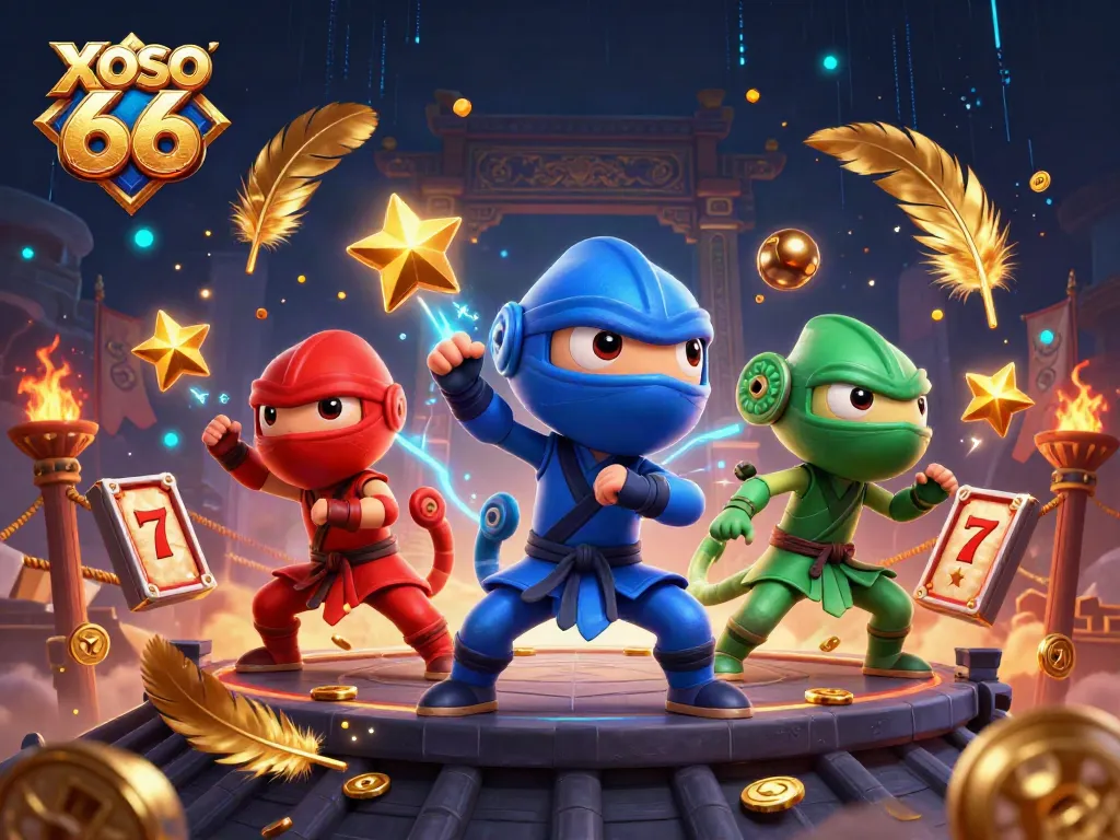 XOSO 66 elevates excitement with a dynamic ninja chameleon team showcasing a thrilling slot adventure.
