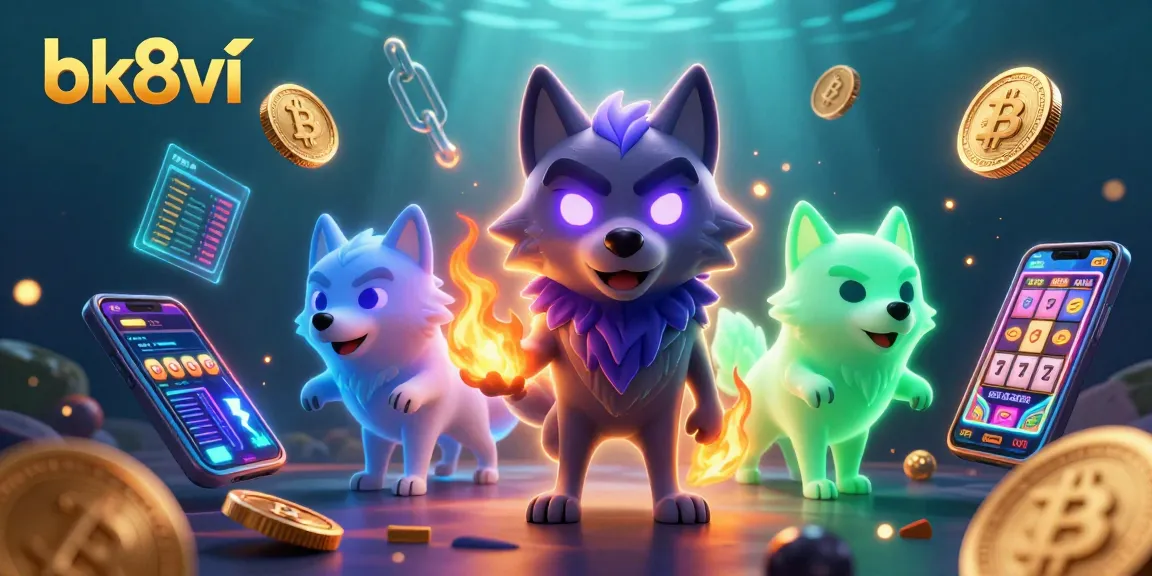 Experience thrilling gameplay with bk8vi in this dynamic scene of wolf characters and slot machine elements.