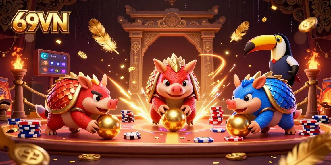 Experience the thrill of betting with 69VN's vibrant casino scene featuring dynamic pangolins.