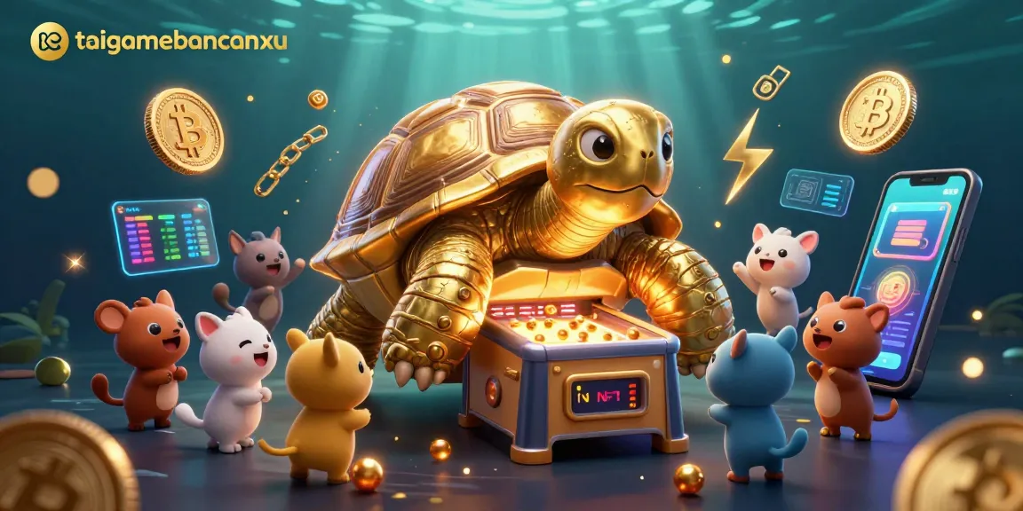 Play exciting games at taigamebancaanxu with animated golden tortoise and crypto elements.