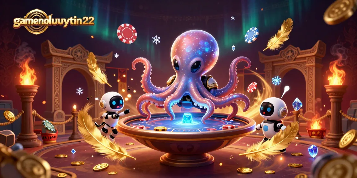 Engage in thrilling Pai Gow with gamenohuuytin22 as a playful alien octopus orchestrates an exciting game.