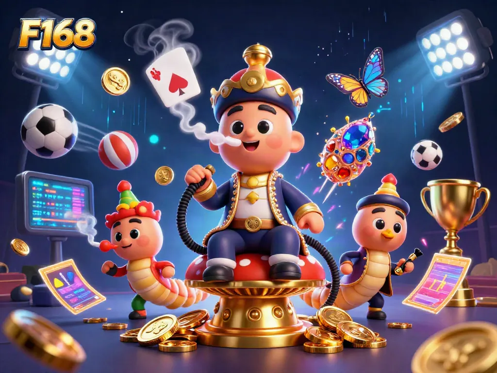 Engage with F168's vibrant gaming scene filled with dynamic characters, sports elements, and thrilling casino action.
