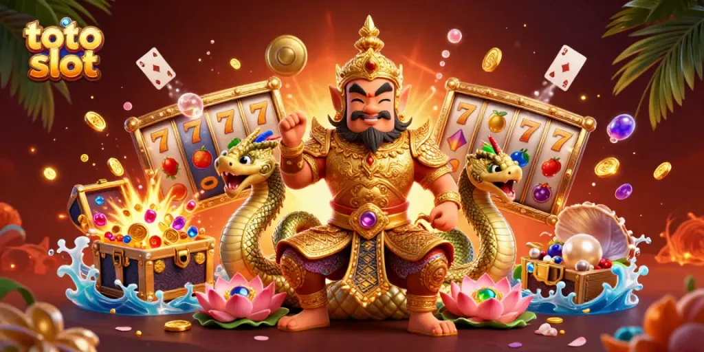 Engage in thrilling toto slot adventures with vibrant 3D characters and exciting casino elements.