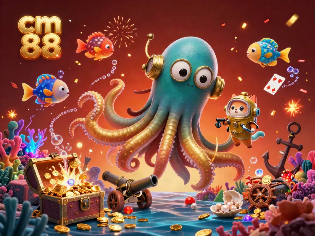 Experience thrilling gameplay with cm 88 as a colossal kraken and diving cat explore treasure-filled depths.