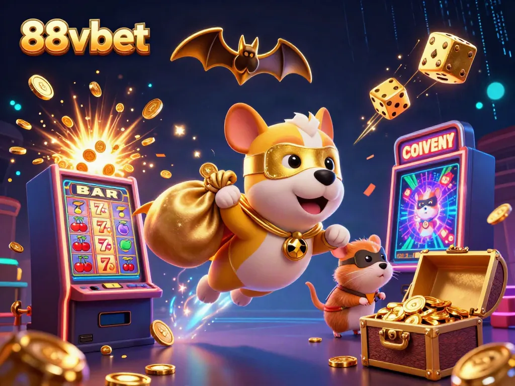 Experience exhilarating gaming with 88vbet in a vibrant superhero-themed 3D illustration.
