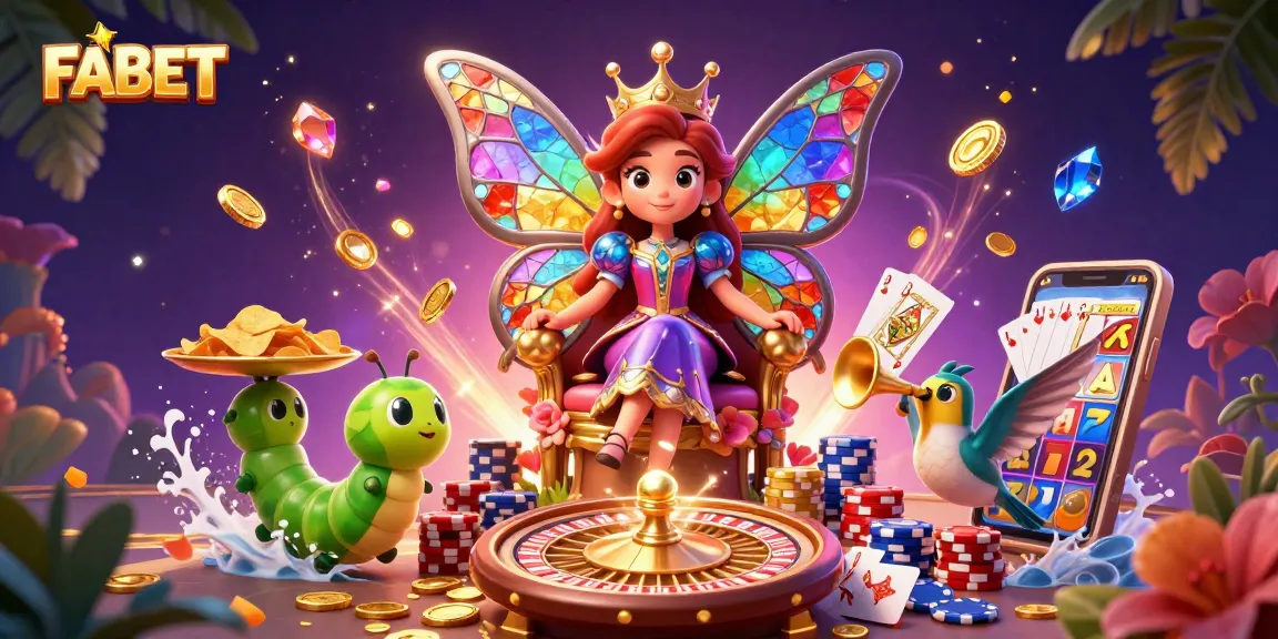 Experience FABET's magical casino world with vibrant characters and dynamic games illustrated in 3D.