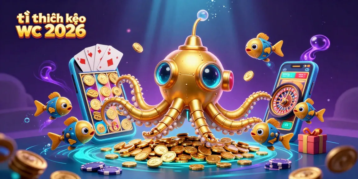 Experience the thrill of tỉ lệ kèo wc 2026 in this vibrant underwater casino scene filled with golden coins and game elements.