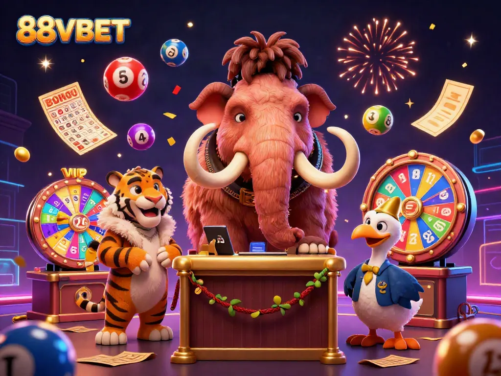 Celebrate winnings at 88VBET with a vibrant casino scene filled with exciting prizes.