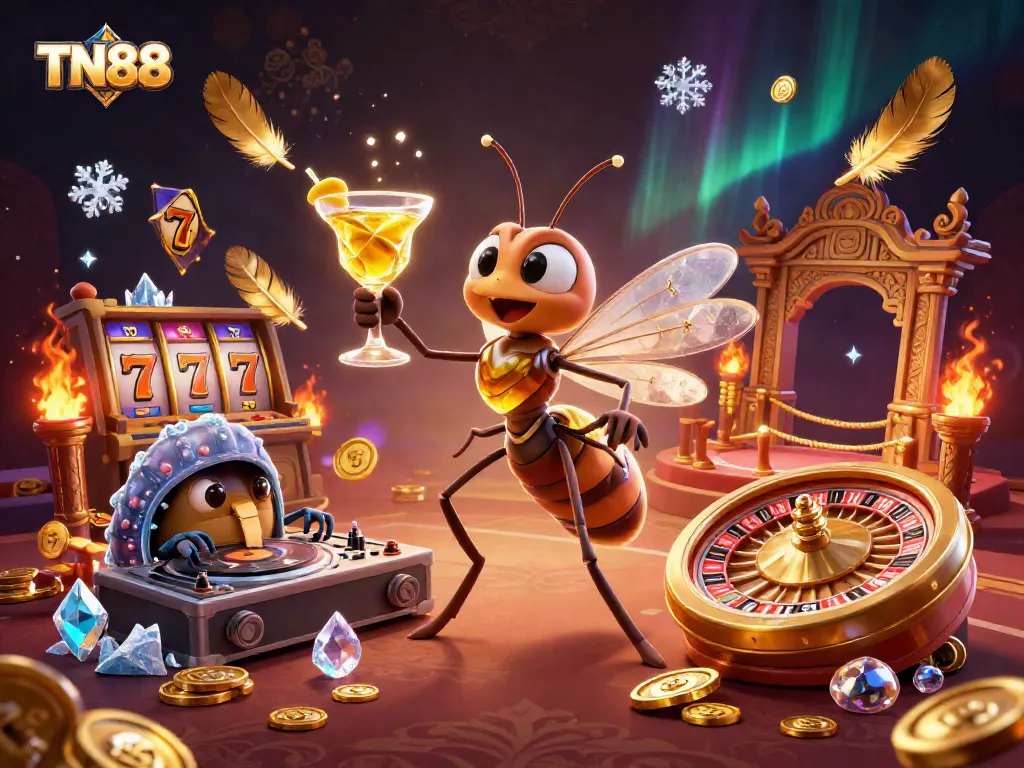 Experience thrilling gameplay at TN88 with a 3D casino mascot and exciting roulette wheel.