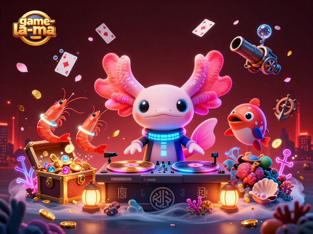 Engage with game-la-ma's vibrant casino scene featuring 3D characters and underwater treasures.