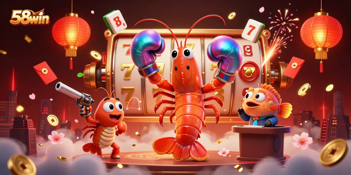 Enjoy thrilling gameplay at 58win with slot reels, lucky 7s, and festive game elements