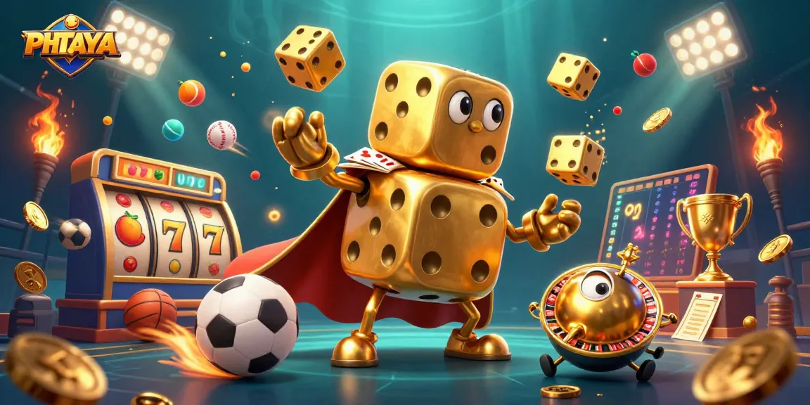 PHTAYA offers vibrant golden dice and slot elements creating an exciting online gambling scene