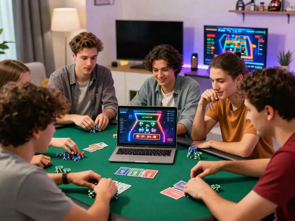 Players enjoying poker on the 9BET platform in a lively gaming setting.