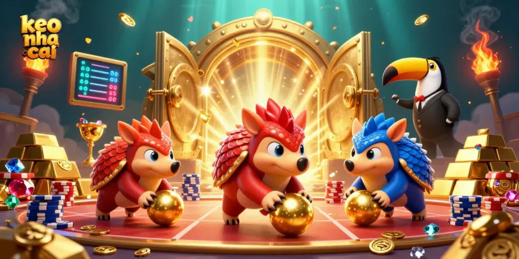 Engage in exciting keo nha cai betting action with dynamic pangolins and golden treasures