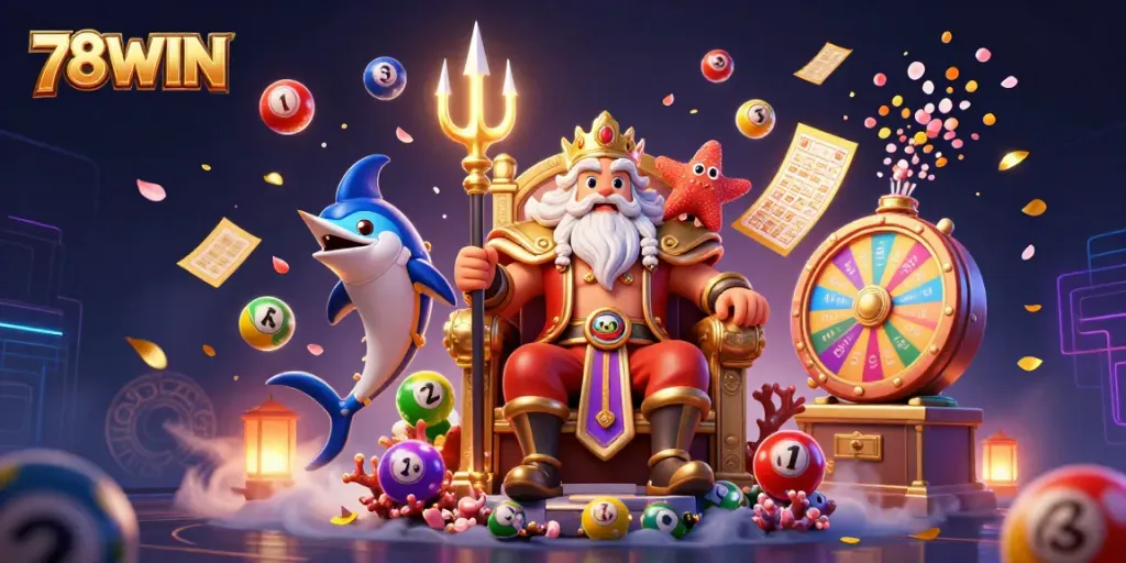 Engage with thrilling gaming experiences at 78WIN featuring Neptune and vibrant casino elements.