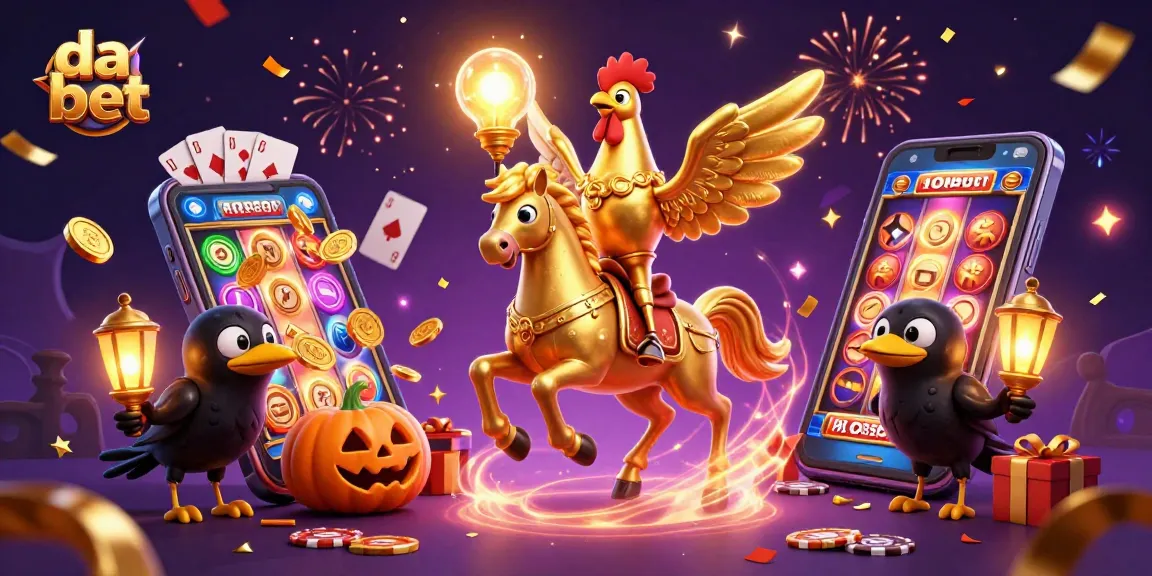 Experience da bet with a golden rooster and spectral horse amidst casino excitement.